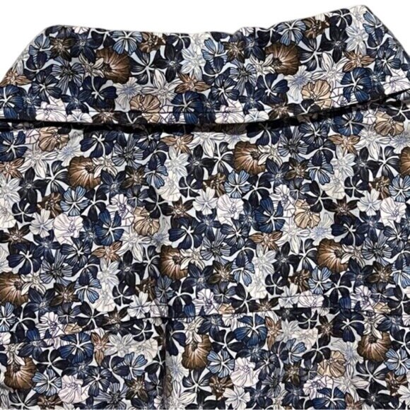 Patrick James Floral Button Up Dress Shirt In Blue & Brown W/ Long Sleeves XXL - Picture 8 of 11
